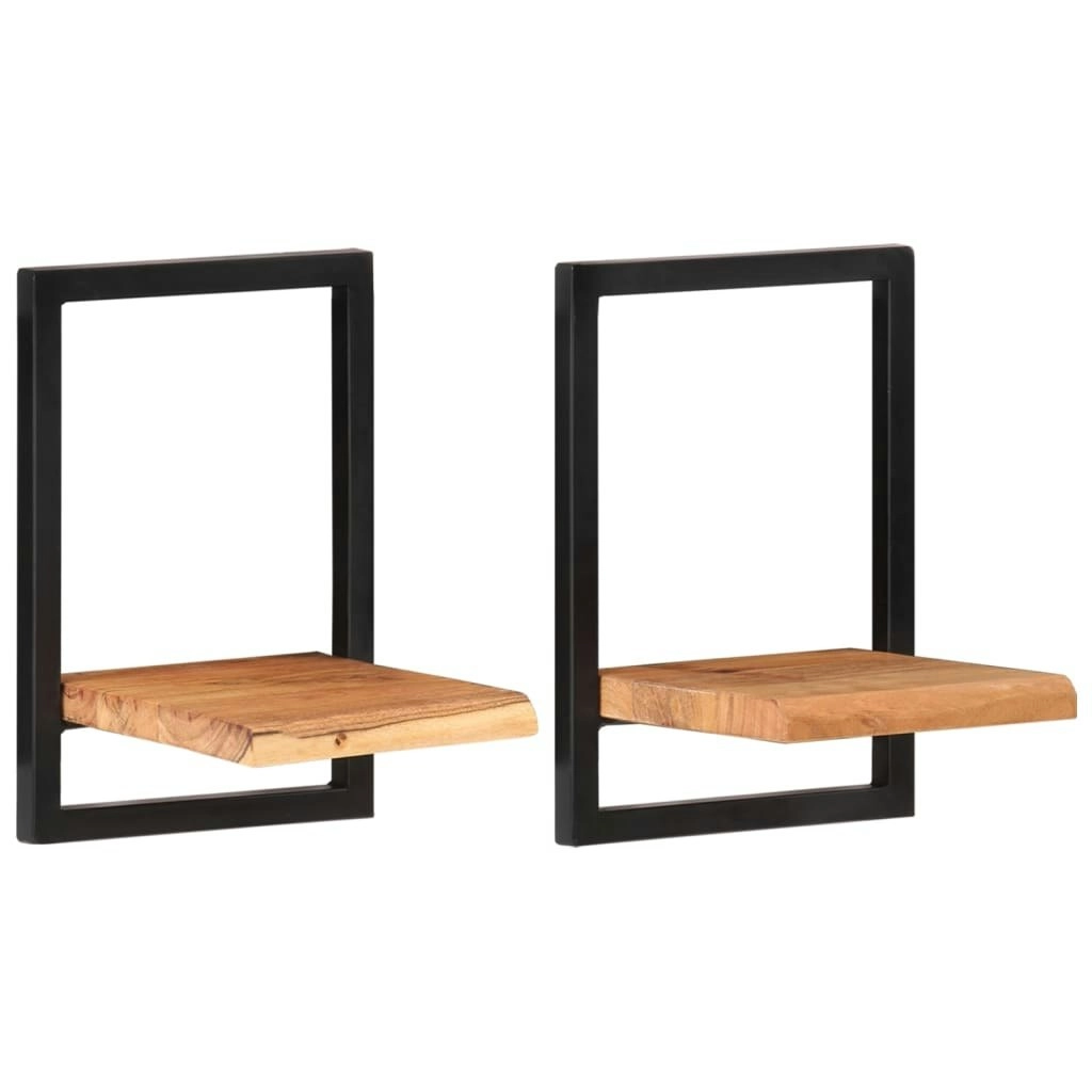 Wall Shelves 2 pcs 25x25x35 cm Solid Wood Acacia and Steel 338461