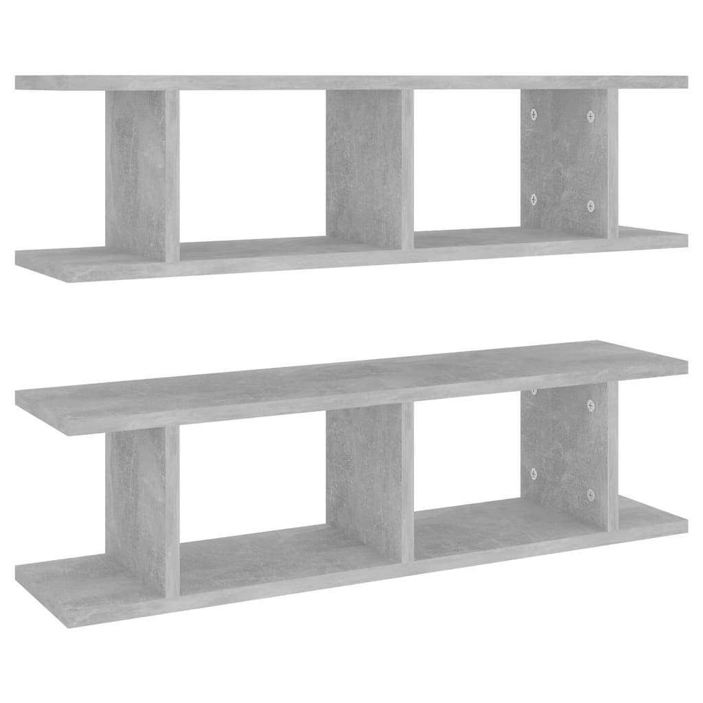 Wall Shelves 2 pcs Concrete Grey 75x18x20 cm Engineered Wood 807191