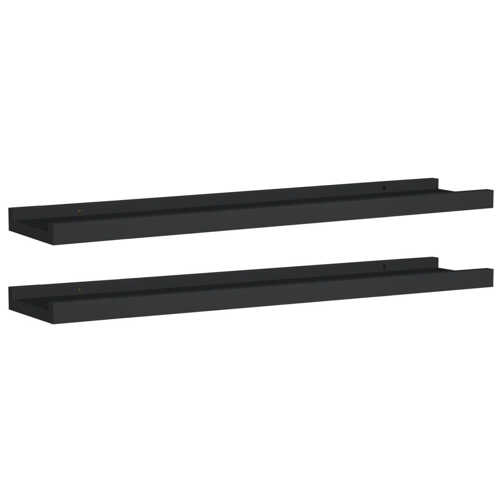 Picture Frame Ledge Shelves 2 pcs Black 60x9x3 cm MDF 323932