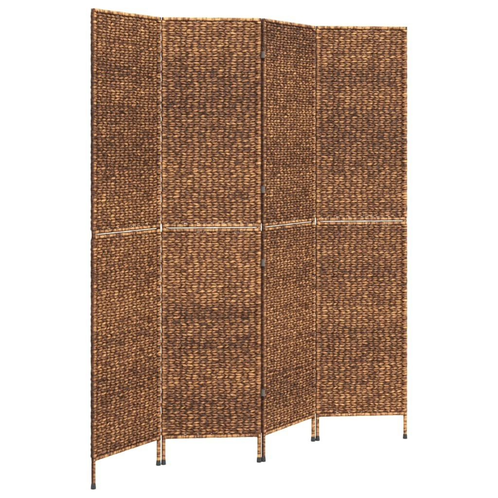 Room Divider 4-Panel Brown 163x180 cm Water Hyacinth 355195