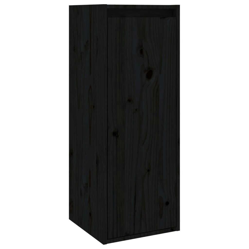 Wall Cabinet Black 30x30x80 cm Solid Wood Pine 813503