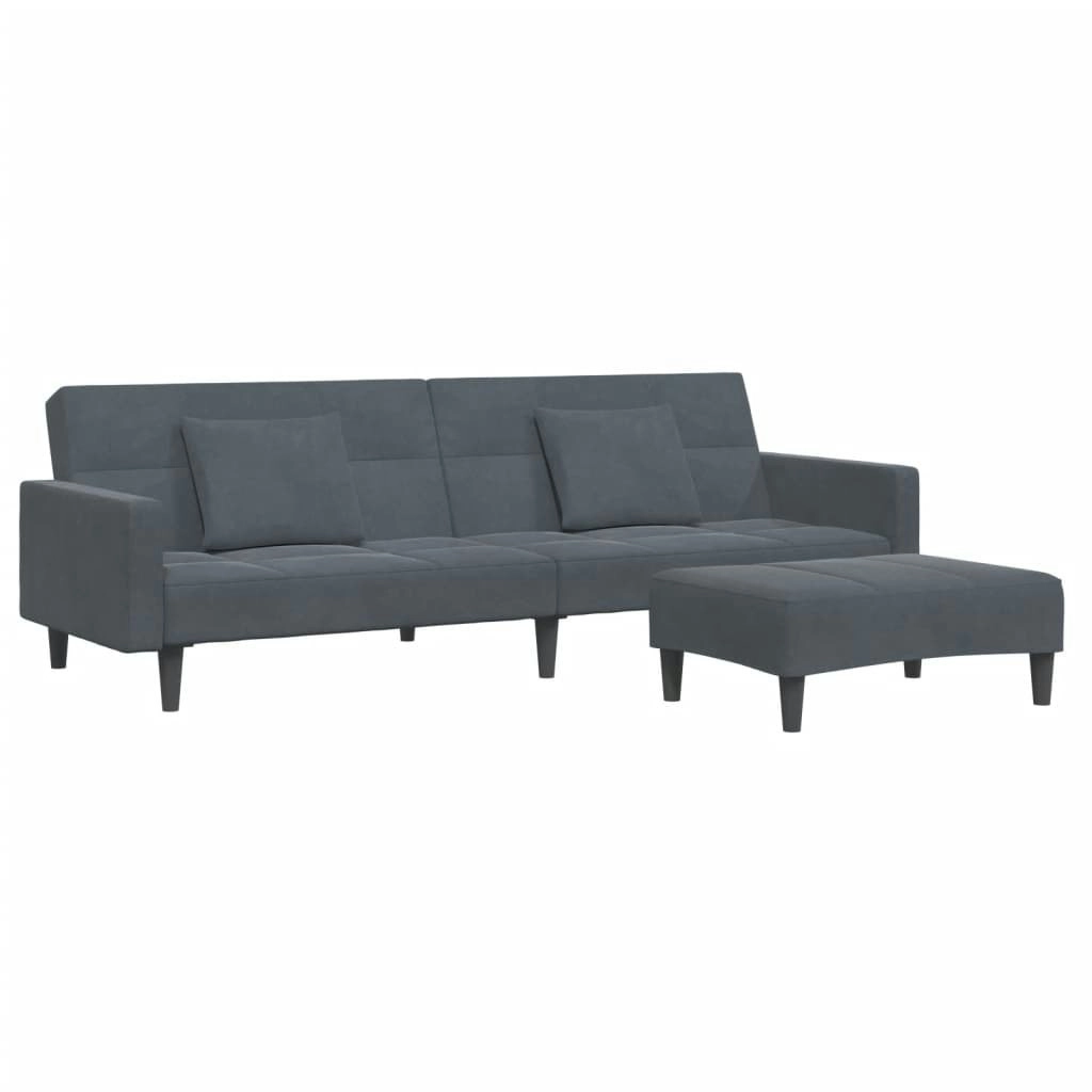 2-Seater Sofa Bed with Footstool Dark Grey Velvet 3258117