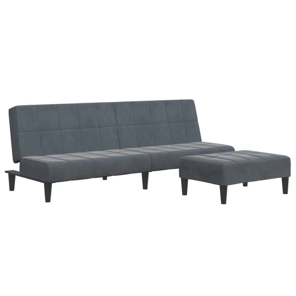 2-Seater Sofa Bed with Footstool Dark Grey Velvet 3258128