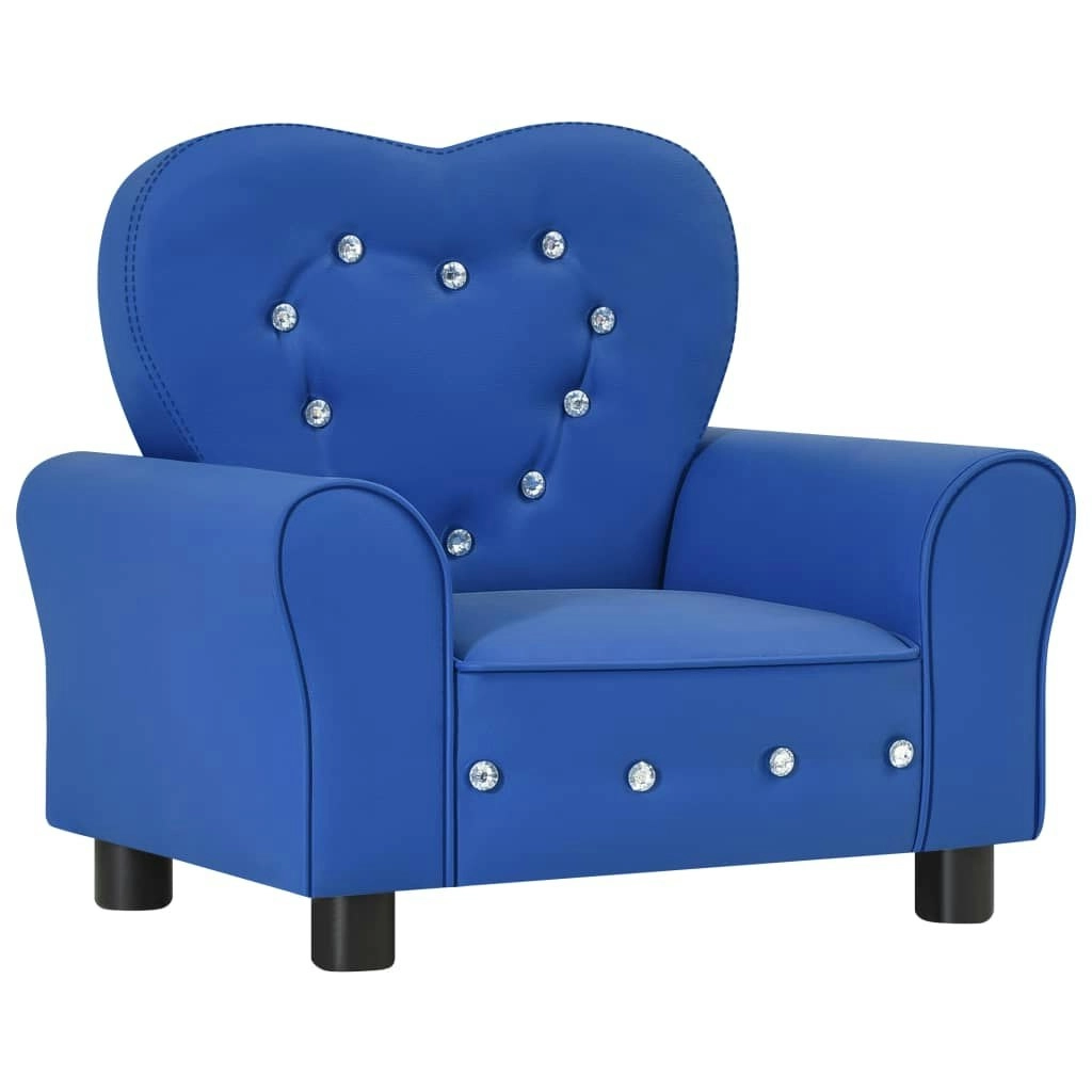 Children Sofa Blue Faux Leather 325524