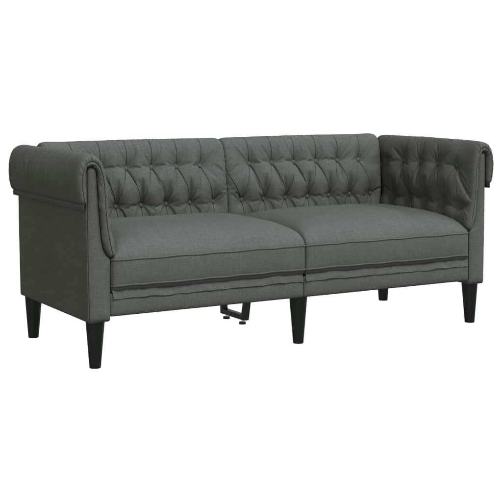 Chesterfield Sofa 2-Seater Dark Grey Fabric 372548