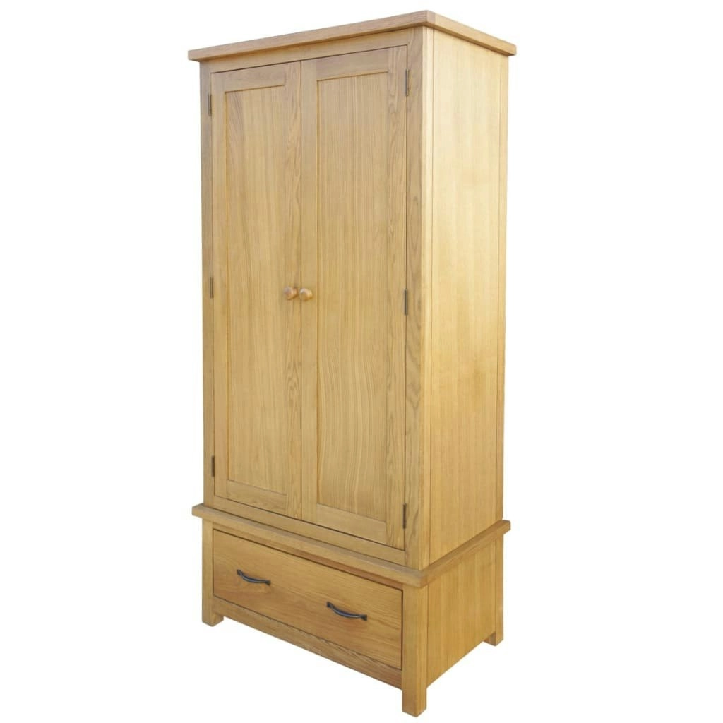 Wardrobe with 1 Drawer 90x52x183 cm Solid Oak Wood 243188