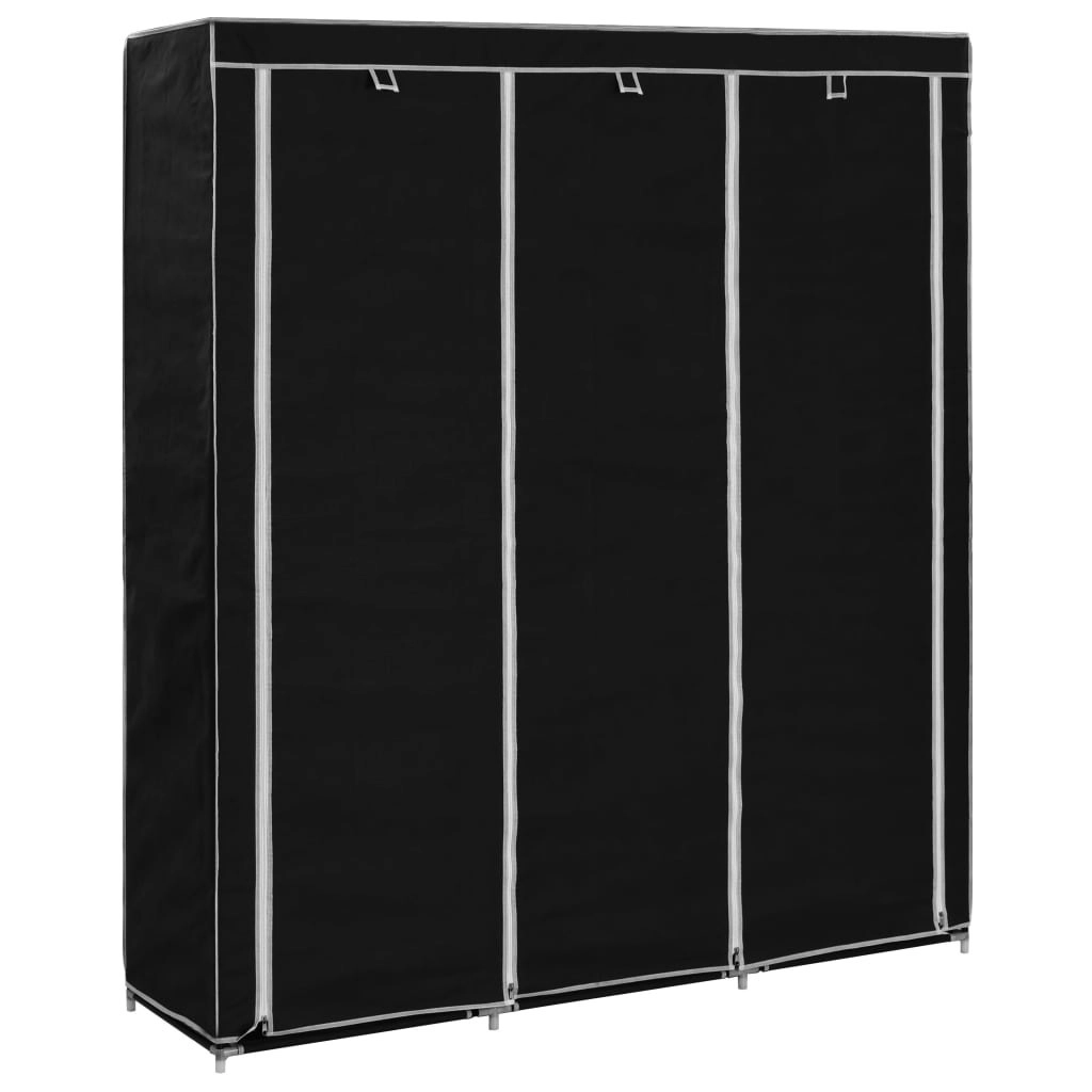 Wardrobe with Compartments and Rods Black 150x45x175 cm Fabric 282453