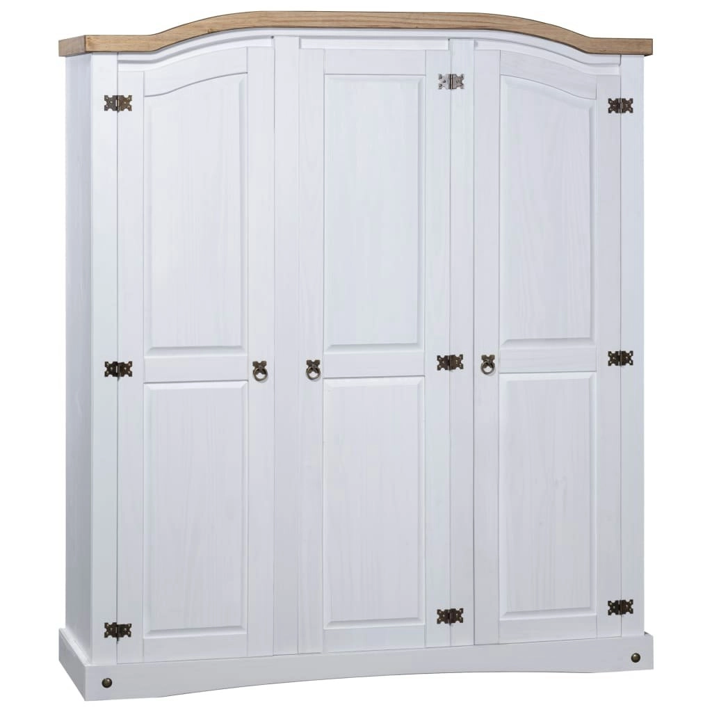 Wardrobe Mexican Pine Corona Range 3 Doors White 282622