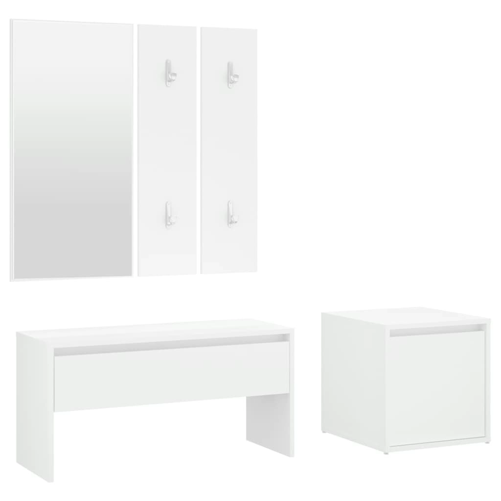 Hallway Furniture Set White Engineered Wood 3082044