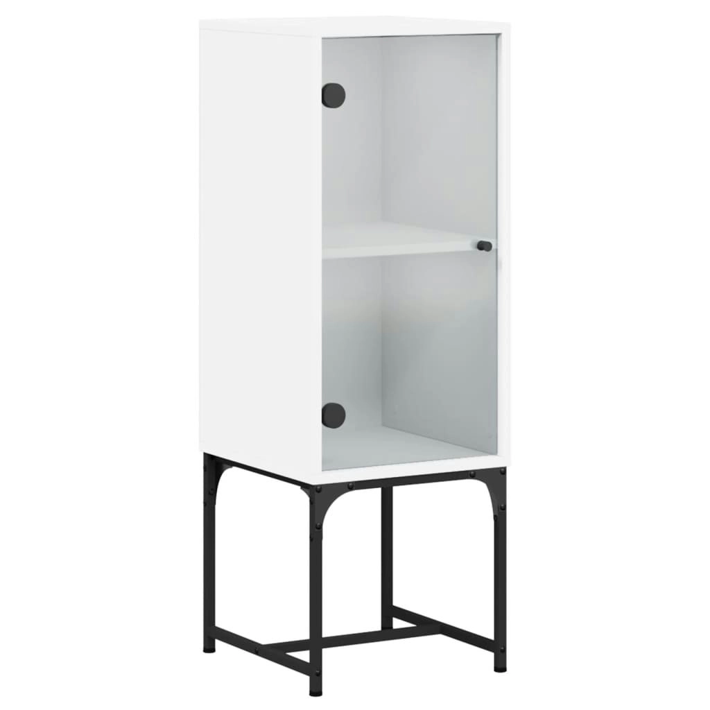 Side Cabinet with Glass Doors White 35x37x100 cm 836553