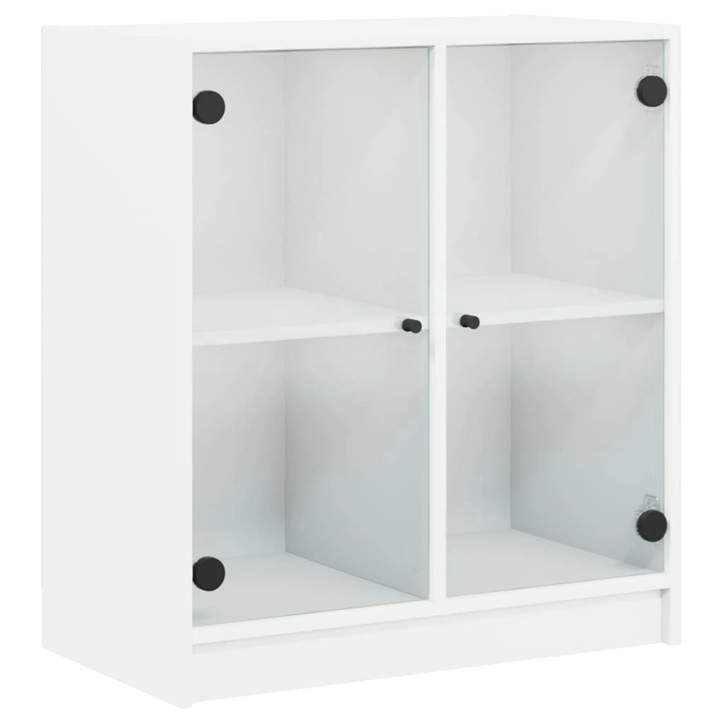 Side Cabinet with Glass Doors White 68x37x75.5 cm 836420