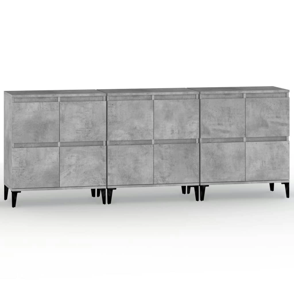 Sideboards 3 pcs Concrete Grey 60x35x70 cm Engineered Wood 3185779