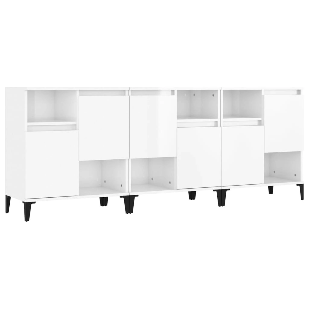 Sideboards 3 pcs High Gloss White 60x35x70 cm Engineered Wood 3185745