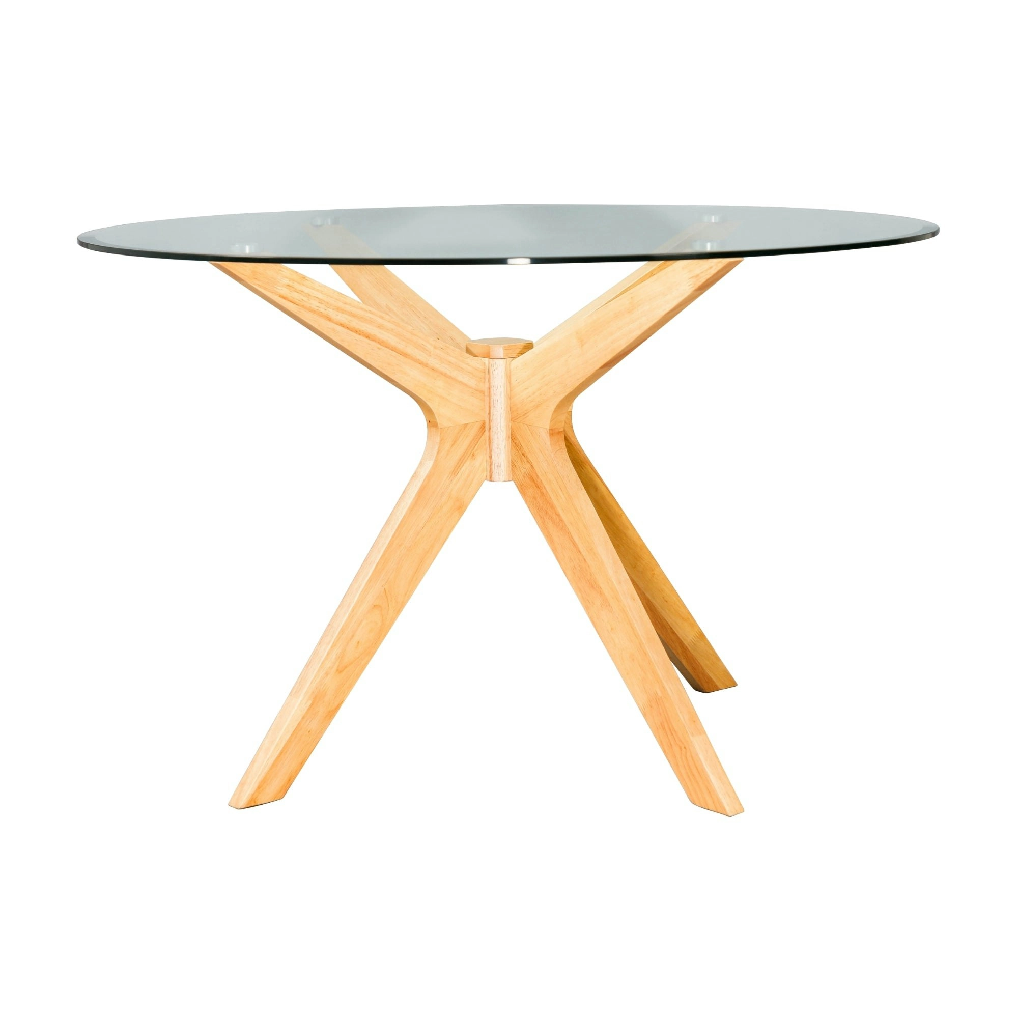 Forza 100cm Round Glass Dining Table Oak