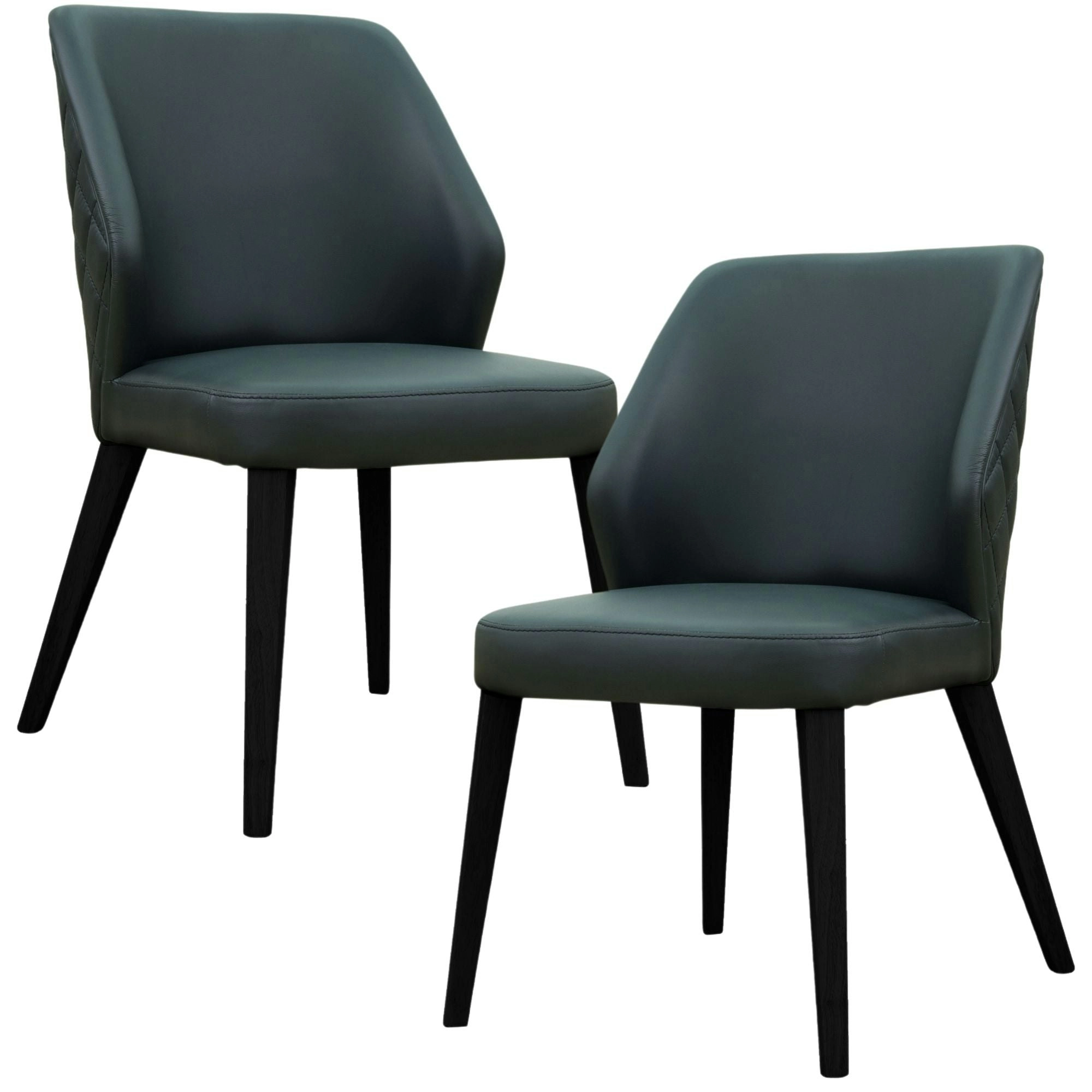 Milo Set of 2 Leather Dining Chair Dark Grey