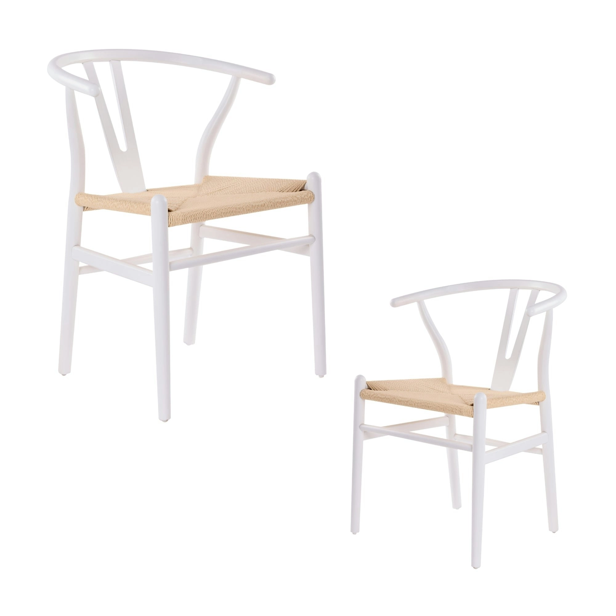 Ark Wishbone 2pc Set Dining Chair Replica Hans Wenger White