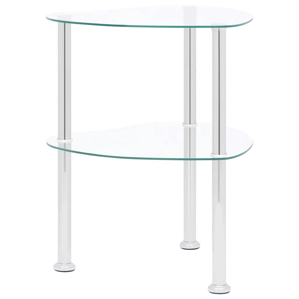 2-Tier Side Table Transparent 38x38x50 cm Tempered Glass 322785