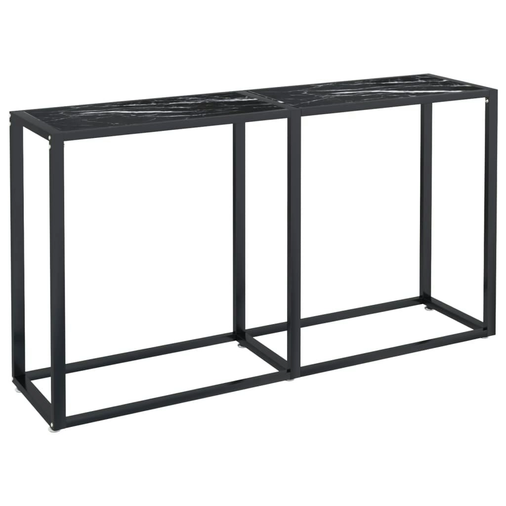 Console Table Black Marble 140x35x75.5cm Tempered Glass 331677