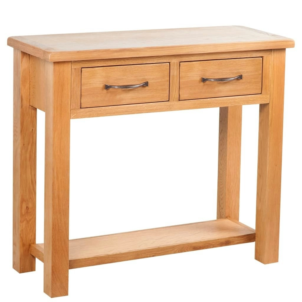 Console Table with 2 Drawers 83x30x73 cm Solid Oak Wood 241675