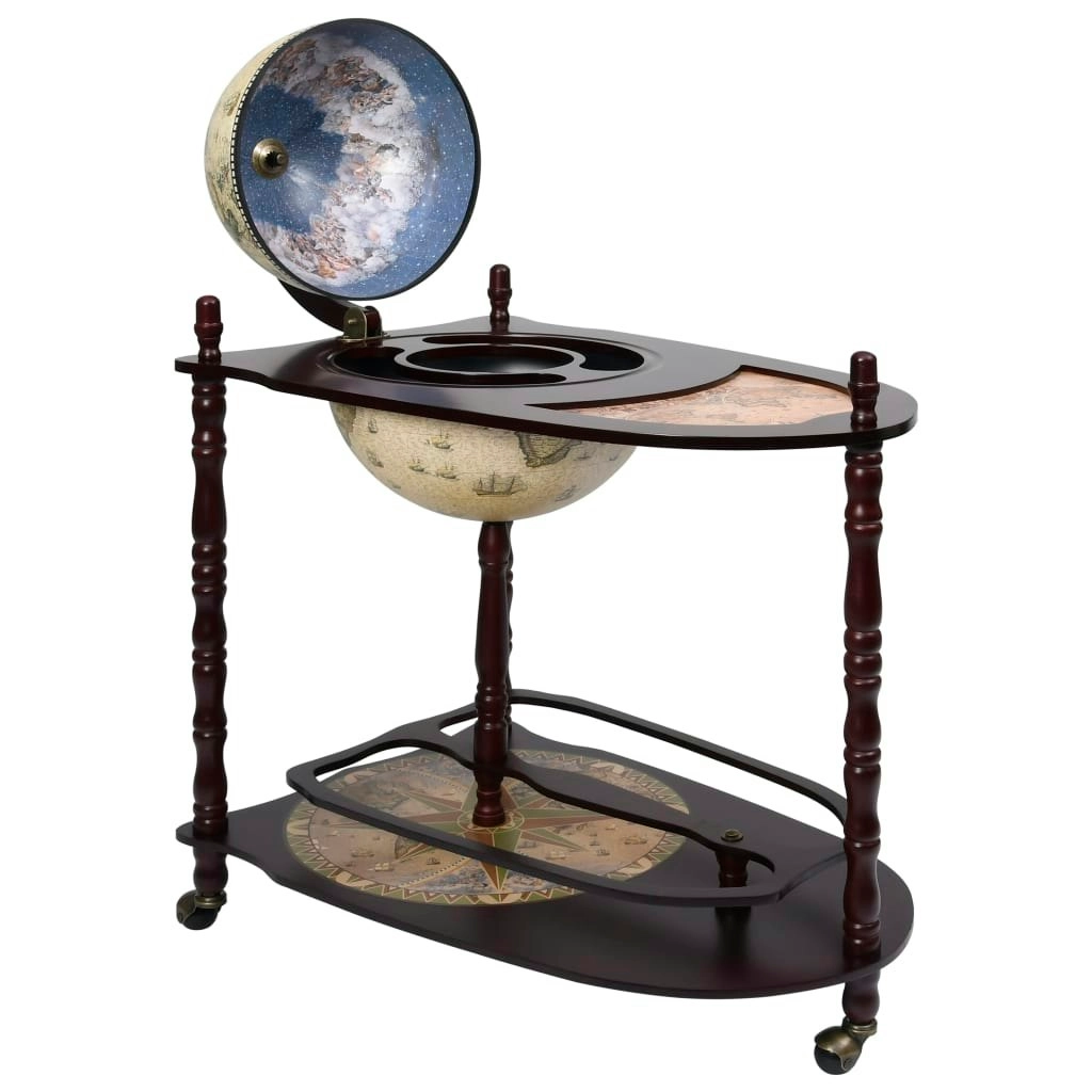 Freestanding Globe Bar Wind Stand Eucalyptus Wood Green 320907