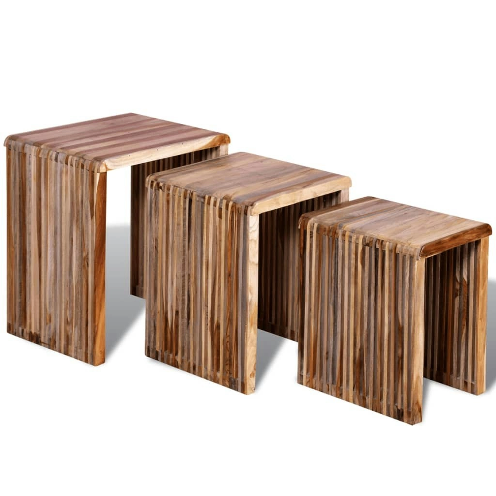 Nesting Table Set 3 Pieces Reclaimed Teak 241716