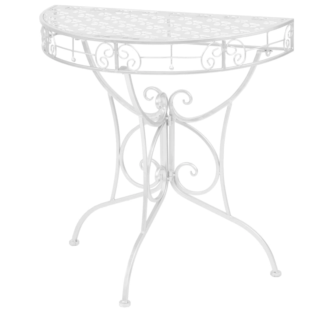 Side Table Vintage Style Half Round Metal 72x36x74 cm Silver 245929