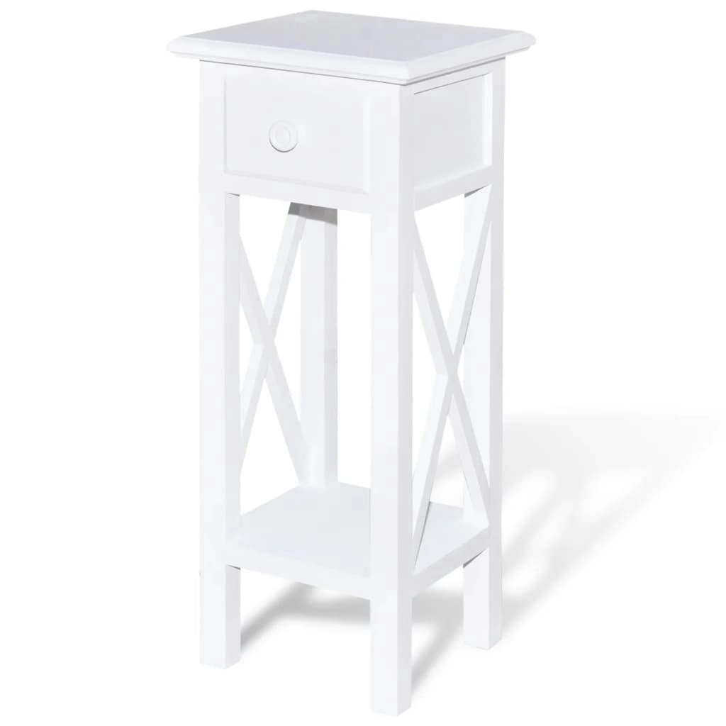 Side Table with Drawer White 241147