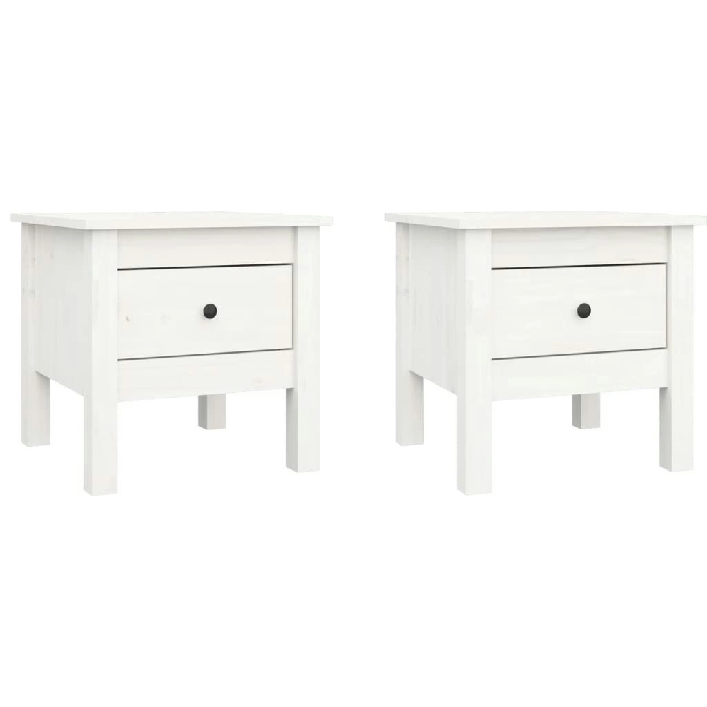 Side Tables 2 pcs White 40x40x39 cm Solid Wood Pine 813787