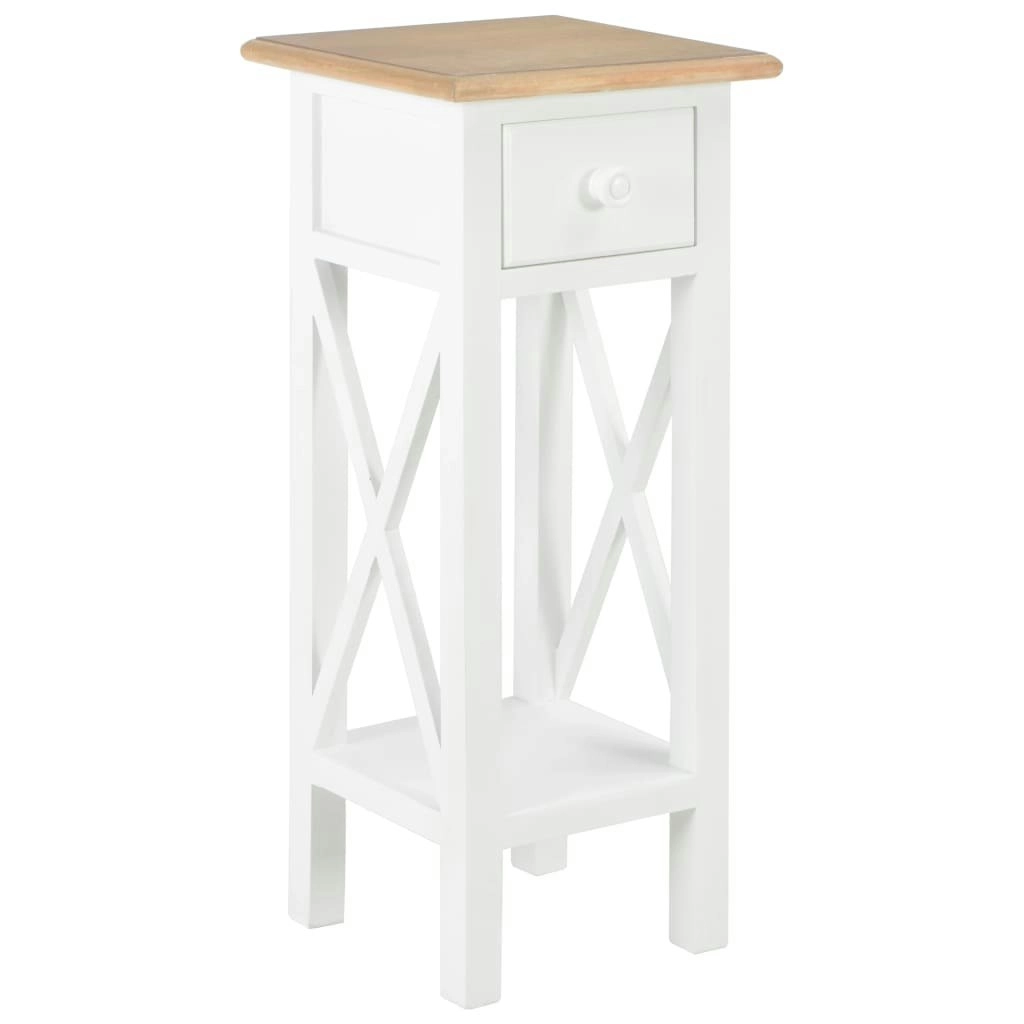 Side Table White 27x27x65.5 cm Wood 280057