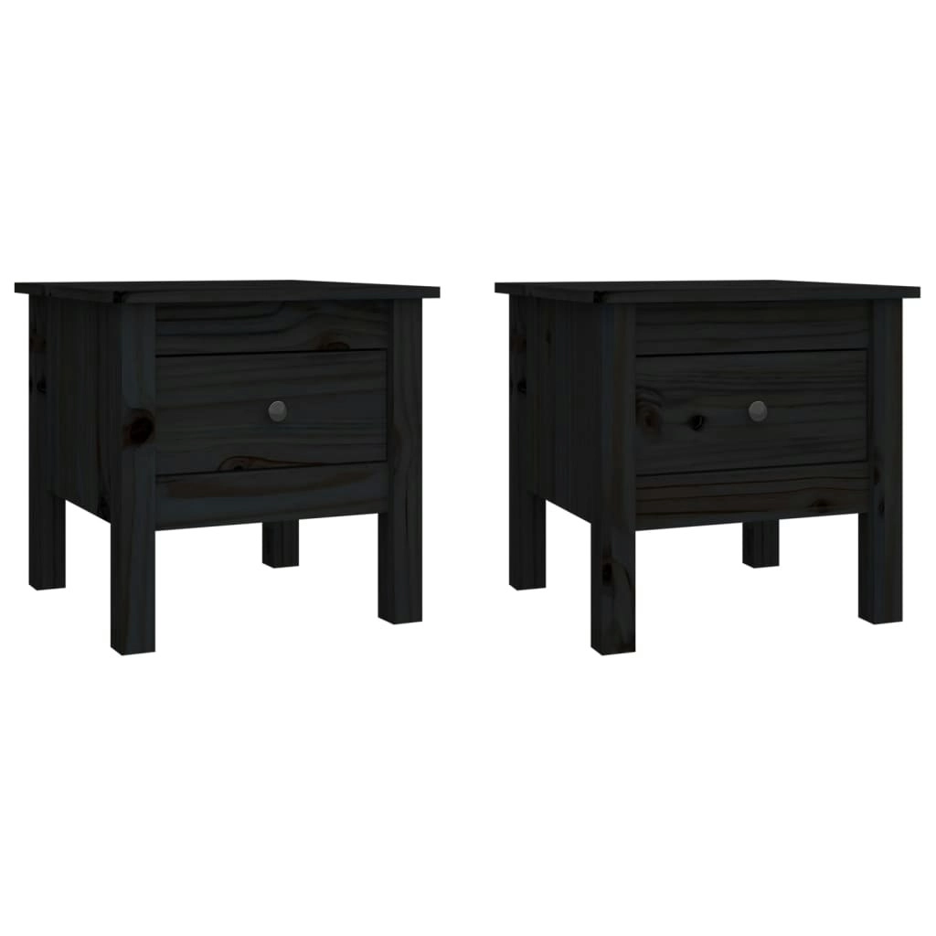 Side Tables 2 pcs Black 40x40x39 cm Solid Wood Pine 813793