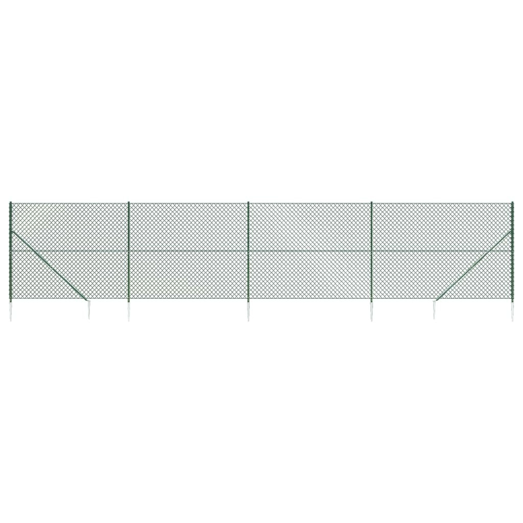 Chain Link Fence with Spike Anchors Green 1.8x10 m 153925