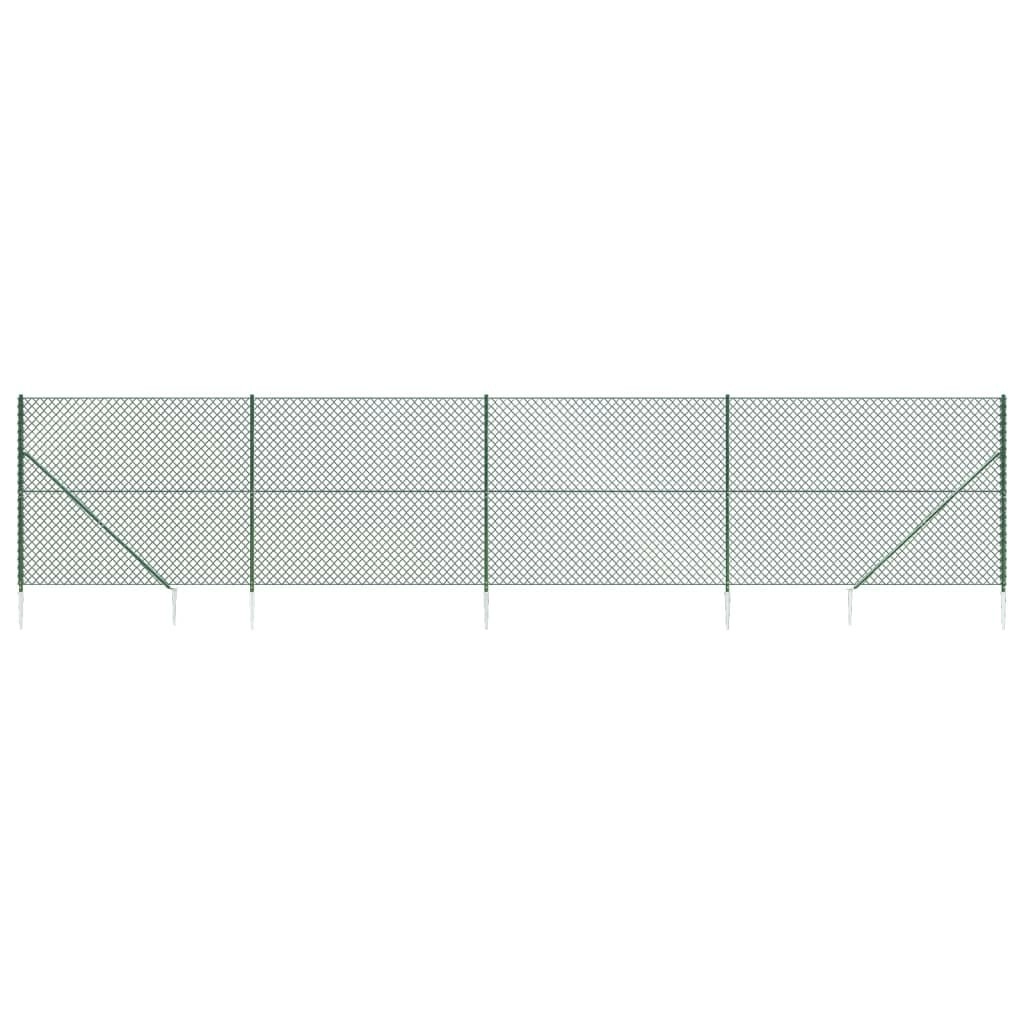 Chain Link Fence with Spike Anchors Green 1.4x10 m 153923