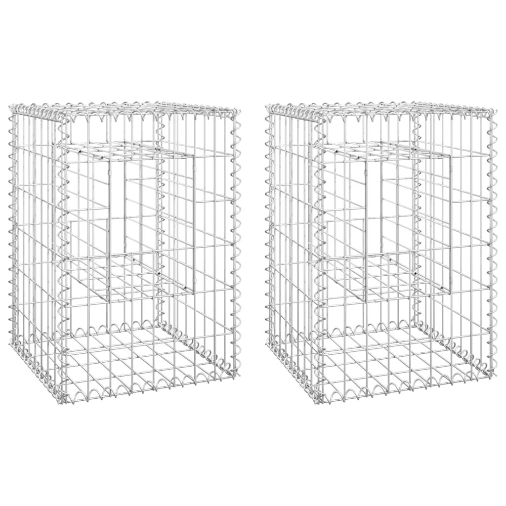 Gabion Basket Posts 2 pcs 40x40x60 cm Iron 151259