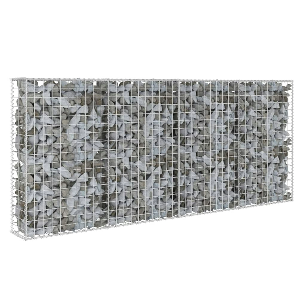 Gabion Wall with Covers Galvanised Steel 200x20x85 cm 143580