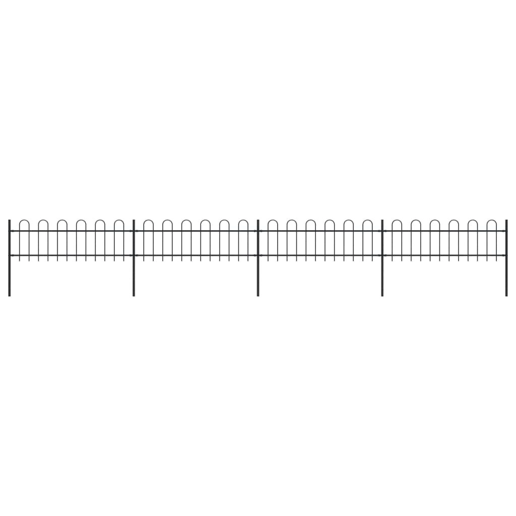 Garden Fence with Hoop Top Steel 6.8 m Black 277641