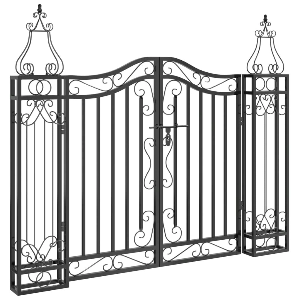 Garden Gate Black 121x8x100 cm Wrought Iron 363430