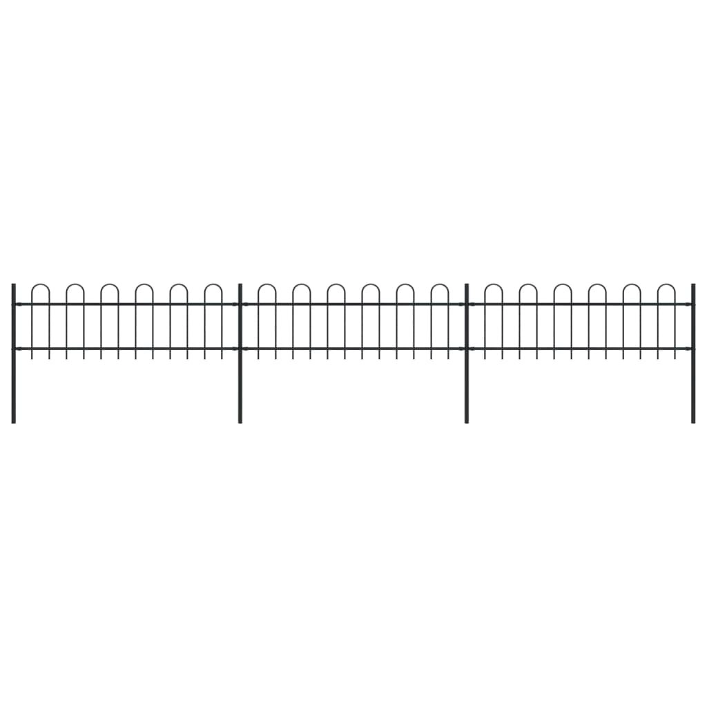 Garden Fence with Hoop Top Steel 5.1 m Black 277640