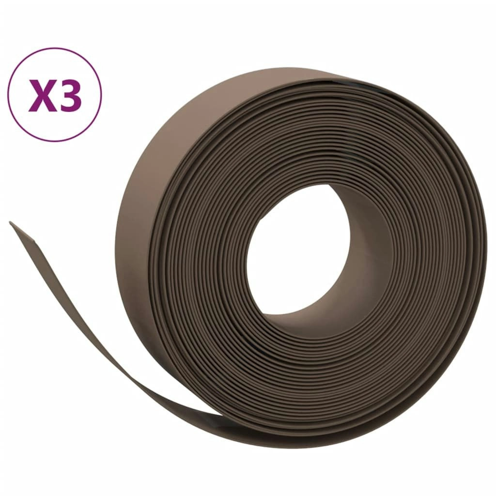 Garden Edgings 3 pcs Brown 10 m 15 cm Polyethylene 3155449