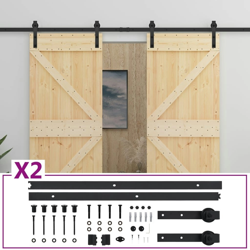 Sliding Door with Hardware Set 80x210 cm Solid Pine Wood 3057586