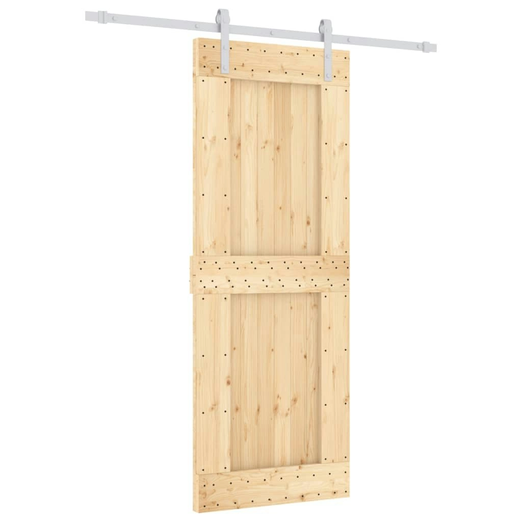 Sliding Door with Hardware Set 80x210 cm Solid Wood Pine 3203013