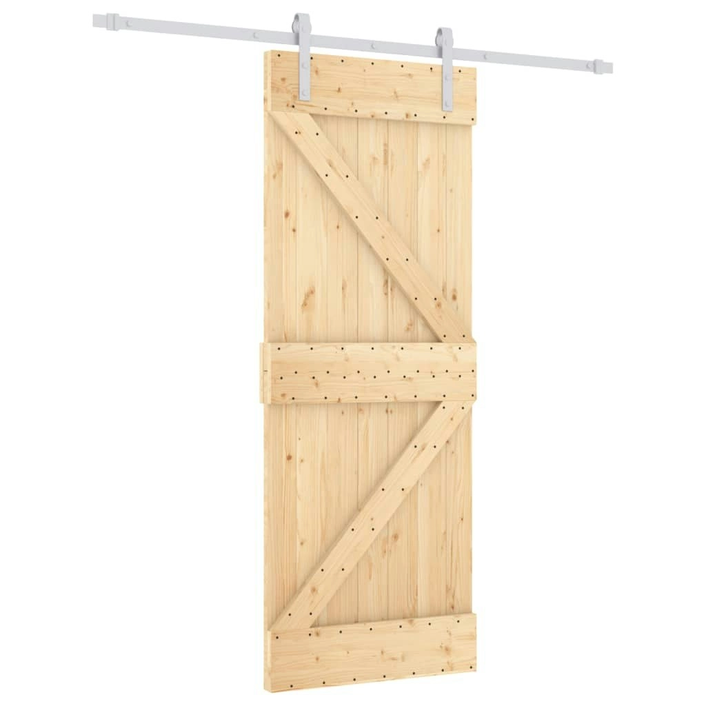 Sliding Door with Hardware Set 80x210 cm Solid Wood Pine 3203023