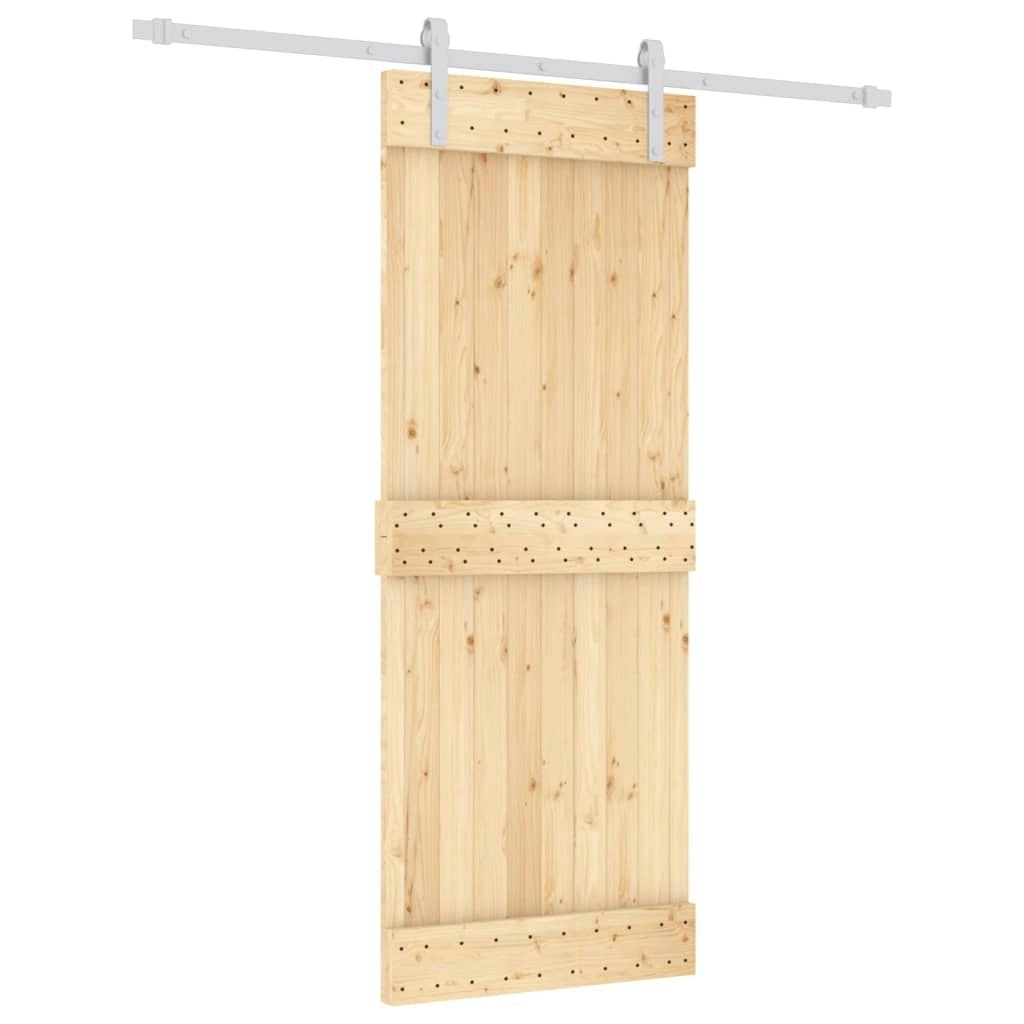 Sliding Door with Hardware Set 80x210 cm Solid Wood Pine 3203027