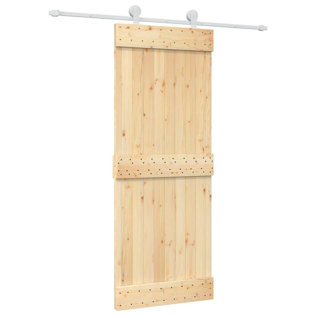 Sliding Door with Hardware Set 80x210 cm Solid Wood Pine 3203087