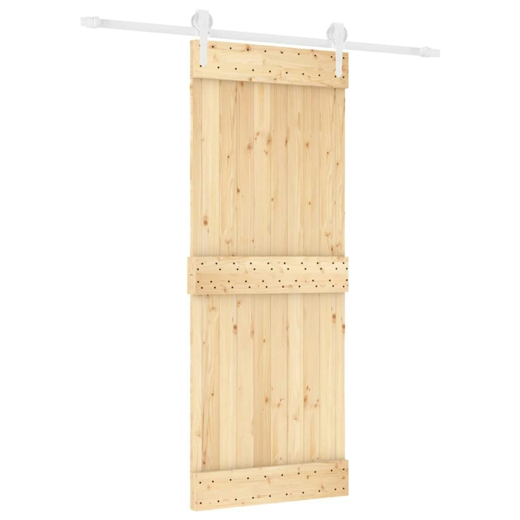 Sliding Door with Hardware Set 80x210 cm Solid Wood Pine 3203216