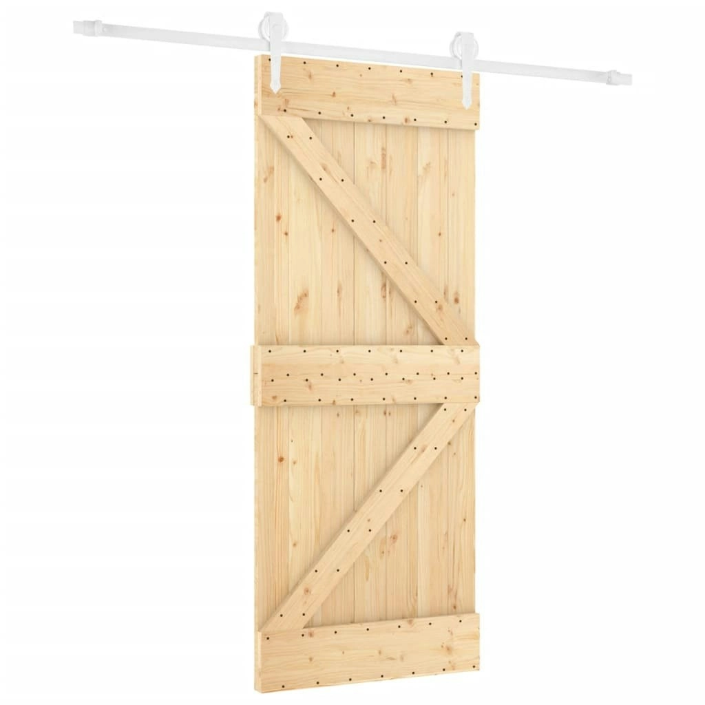 Sliding Door with Hardware Set 80x210 cm Solid Wood Pine 3203213