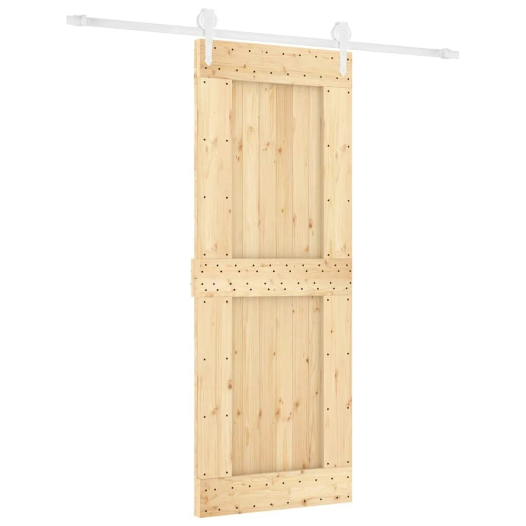 Sliding Door with Hardware Set 80x210 cm Solid Wood Pine 3203261