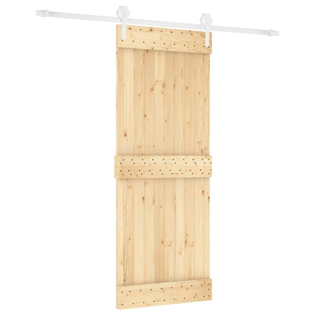 Sliding Door with Hardware Set 80x210 cm Solid Wood Pine 3203255