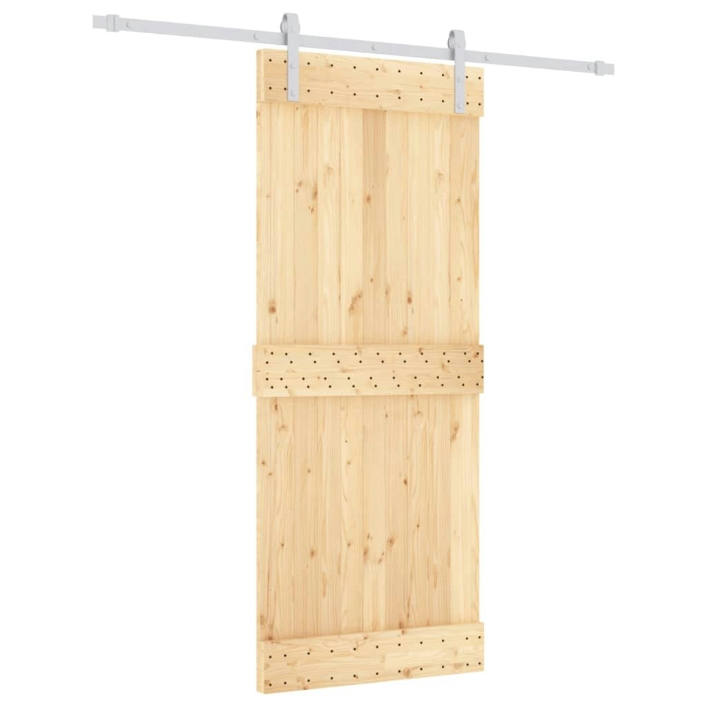 Sliding Door with Hardware Set 85x210 cm Solid Wood Pine 3203028