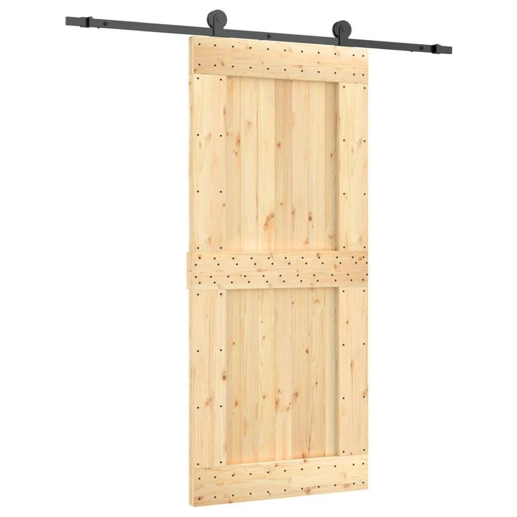 Sliding Door with Hardware Set 90x210 cm Solid Wood Pine 3203073