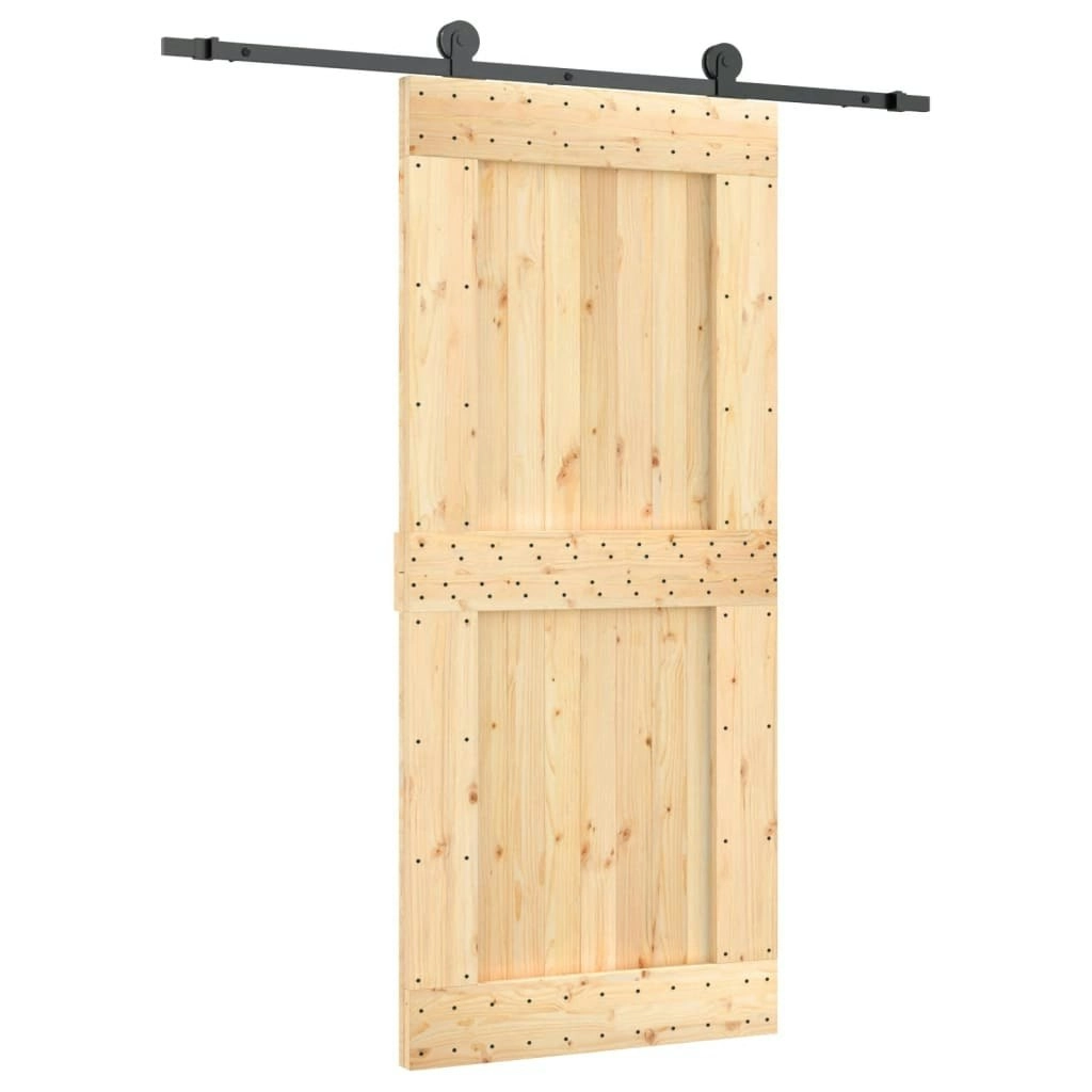 Sliding Door with Hardware Set 90x210 cm Solid Wood Pine 3203053